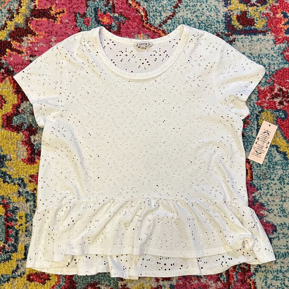 NWT Nanette Lepore Eyelet Peplum Top